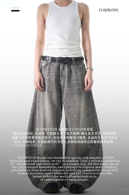 MADWITCH WIDE-LEG BEND-KNIFE JEANS #FX066