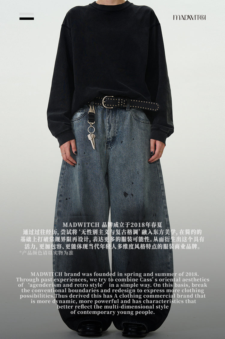 MADWITCH LOOSE FIT WIDE LEG DENIM PANTS #CK5375