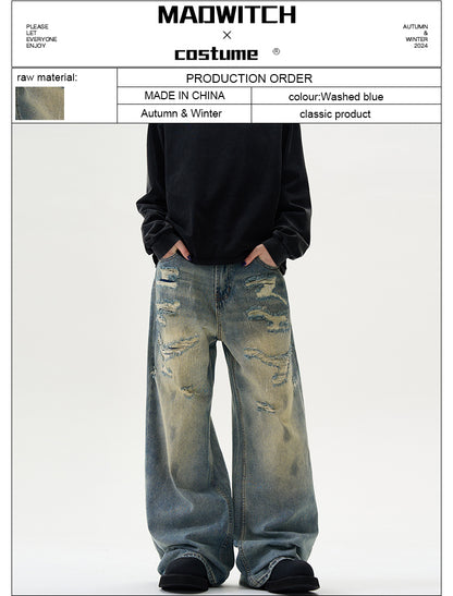 MADWITCH WASHED DISTRESSED JEANS #58085