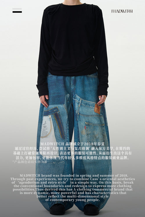 MADWITCH 3D PRINTED WIDE LEG JEANS #MQ6715