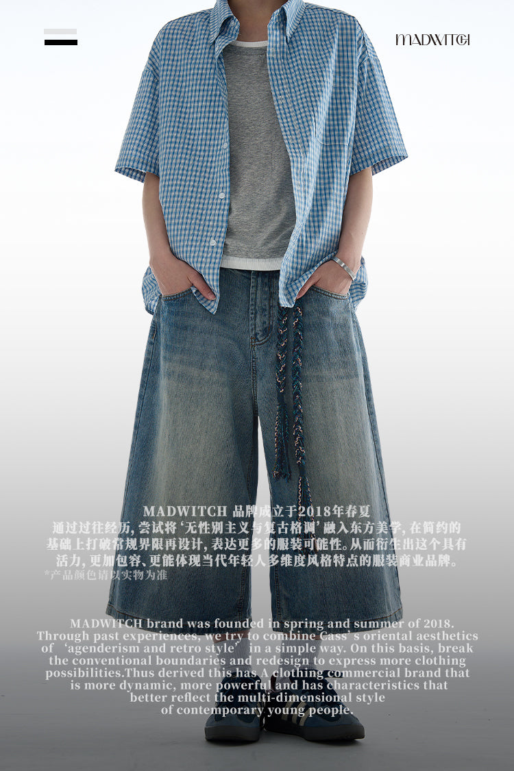 MADWITCH LOOSE FIT CROPPED DENIM JEANS #G6682