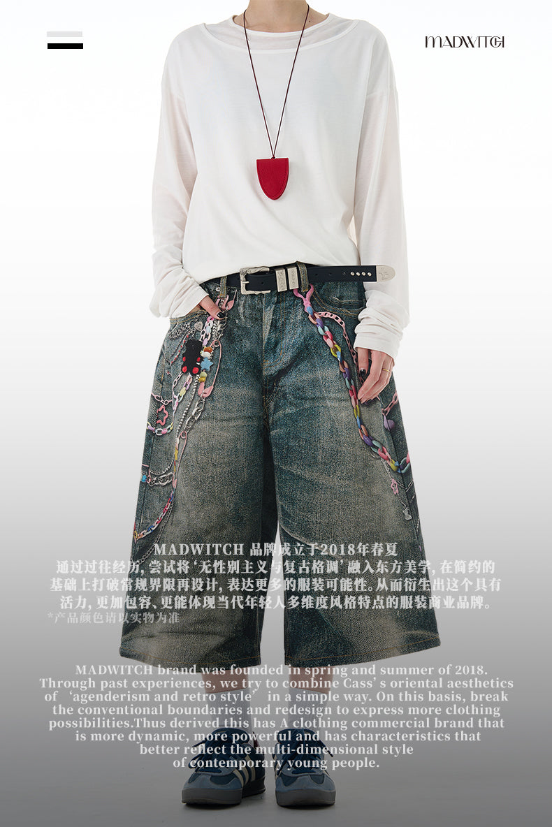 MADWITCH 3D PRINT DENIM PANTS #G6830