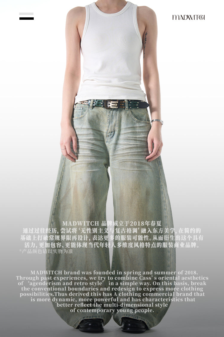 MADWITCH POST-APOCALYPTIC STYLE WIDE-LEG JEANS #FX065