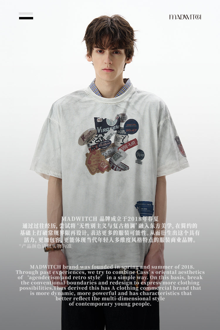 MADWITCH DIRTY DYE PRINTED TEE #8777