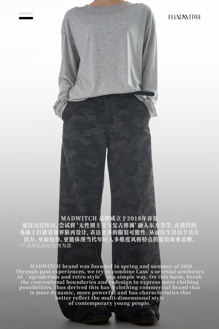 MADWITCH WASHED CAMO CASUAL PANTS #L844