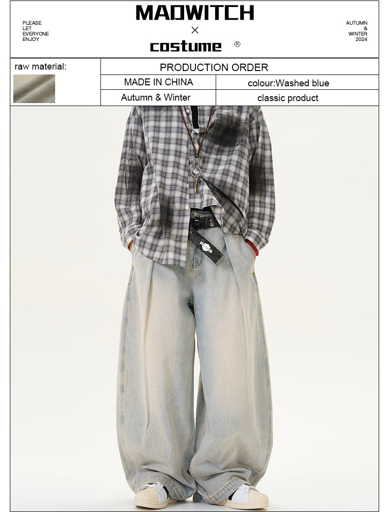 MADWITCH WASHED WIDE-LEG JEANS #K5355