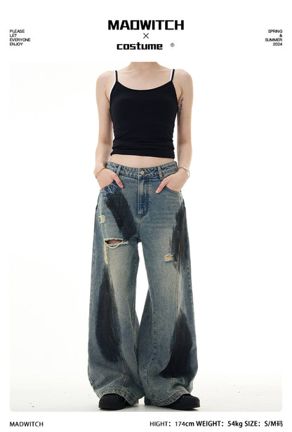 MADWITCH WIDE LEG RIPPED JEANS #DCG6416