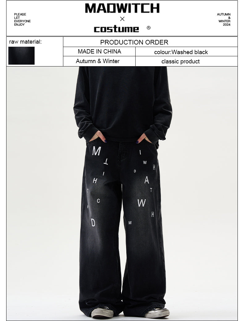 MADWITCH LETTER PRINTED JEANS #MD046