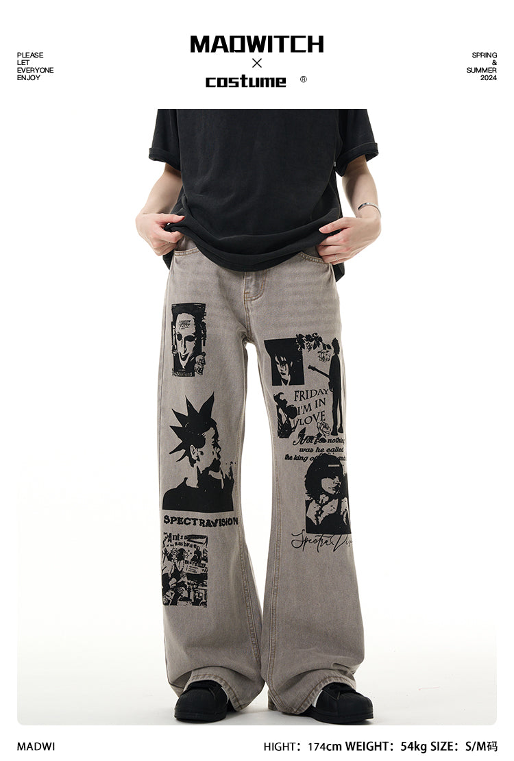 MADWITCH GRAFFITI ROCK STYLE JEANS #S3366