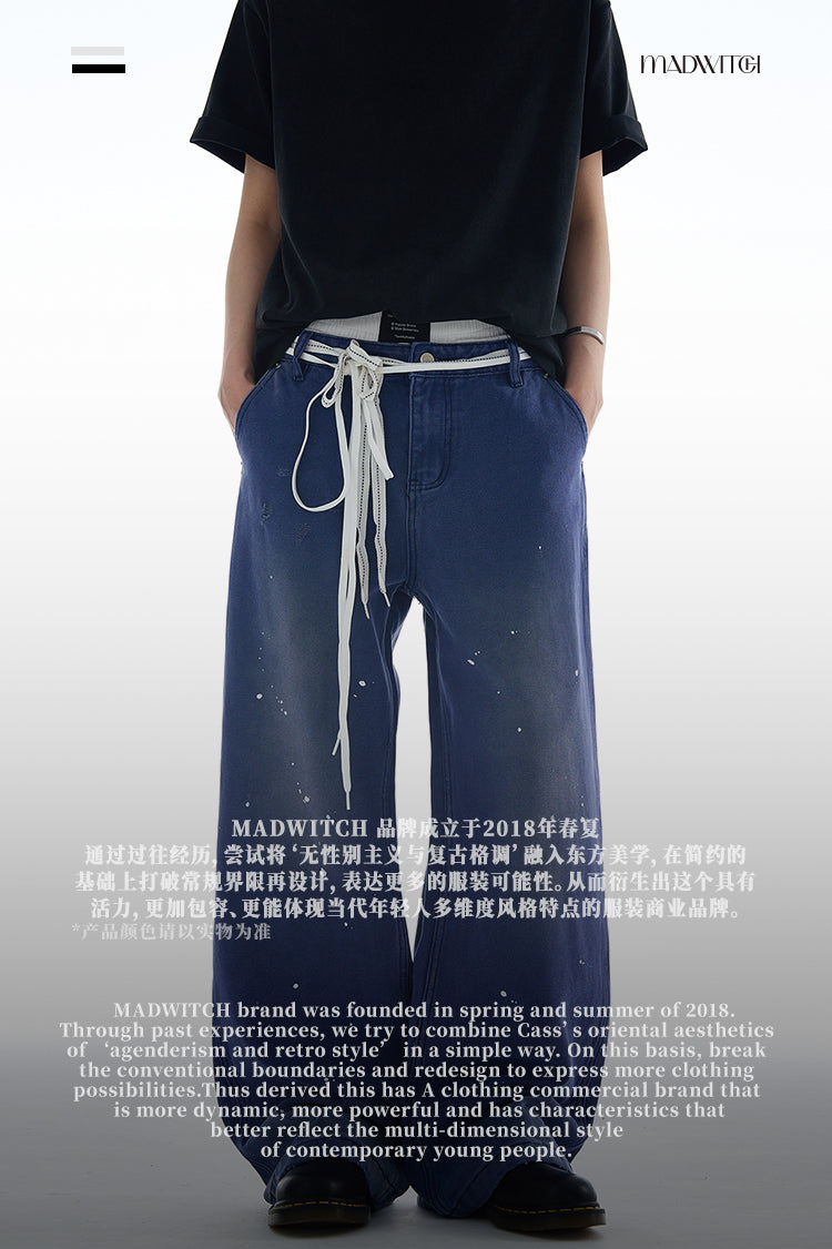 MADWITCH VINTAGE SPLATTERED DENIM JEANS #G6671