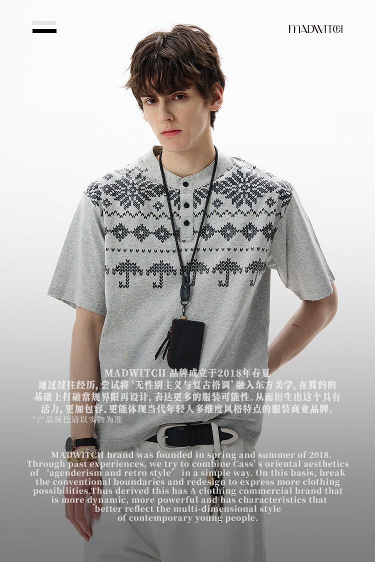 MADWITCH FAIR ISLE COTTON TEE #27351