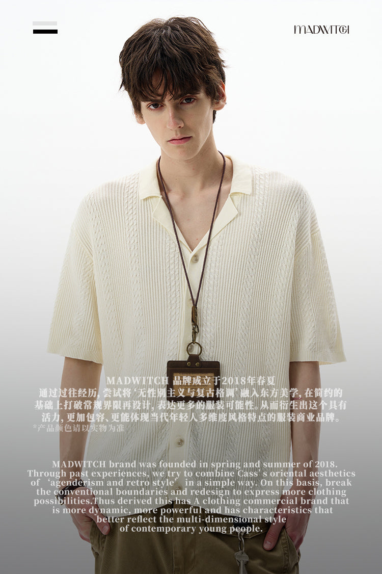 MADWITCH OLD MONEY CABLE KNIT SHIRT #68827