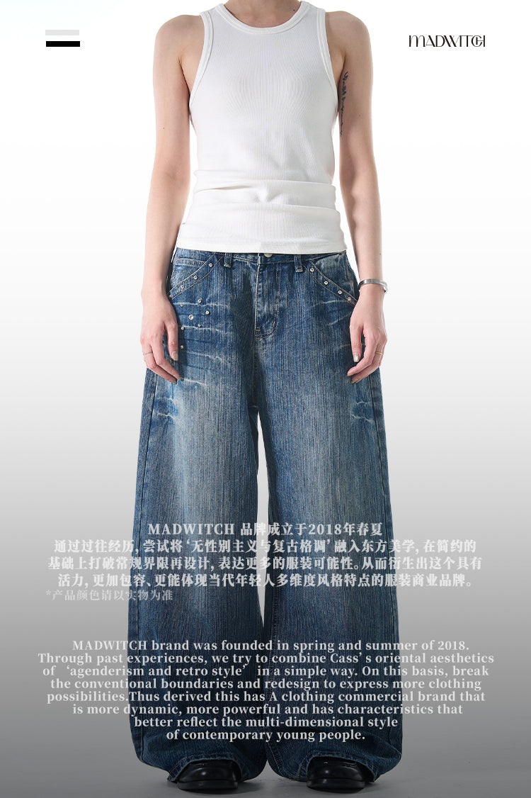 MADWITCH STUDDED VINTAGE JEANS #FX069
