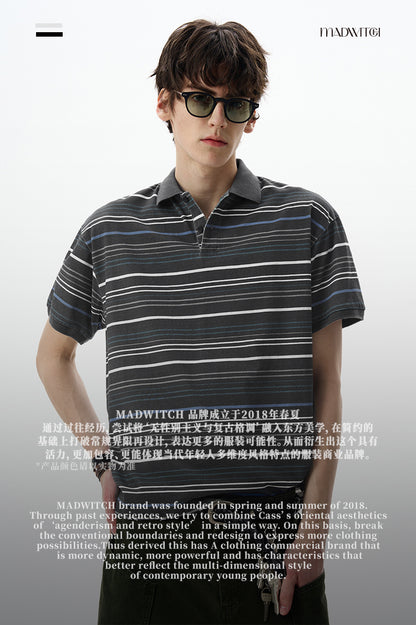 MADWITCH STRIPED POLO SHIRT #0244
