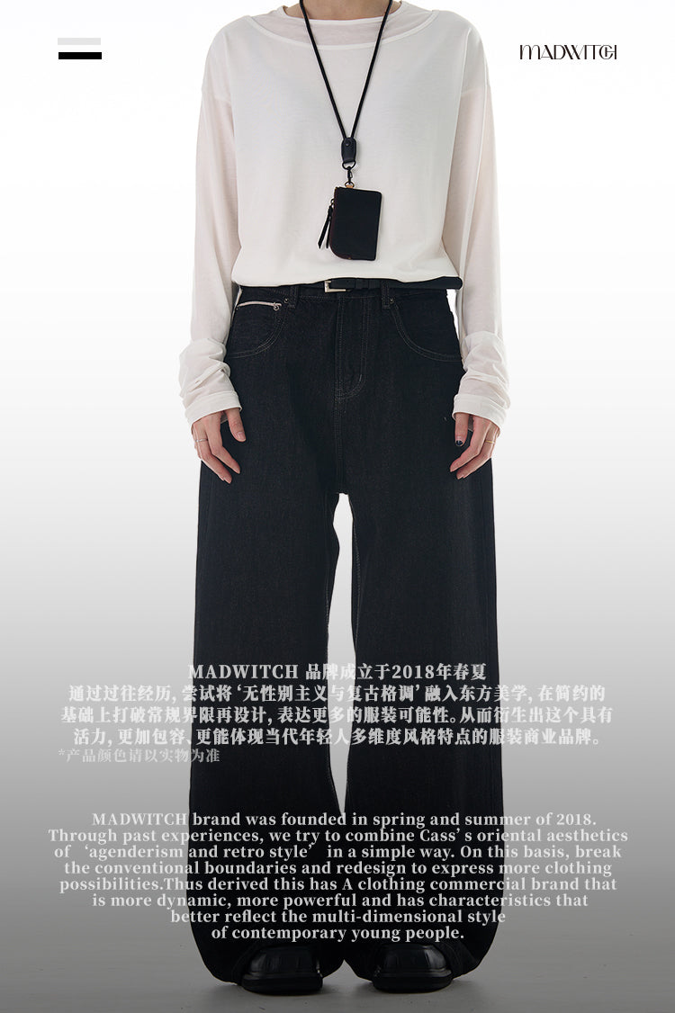 MADWITCH CUFFED STRAIGHT LEG JEANS #G6679-1