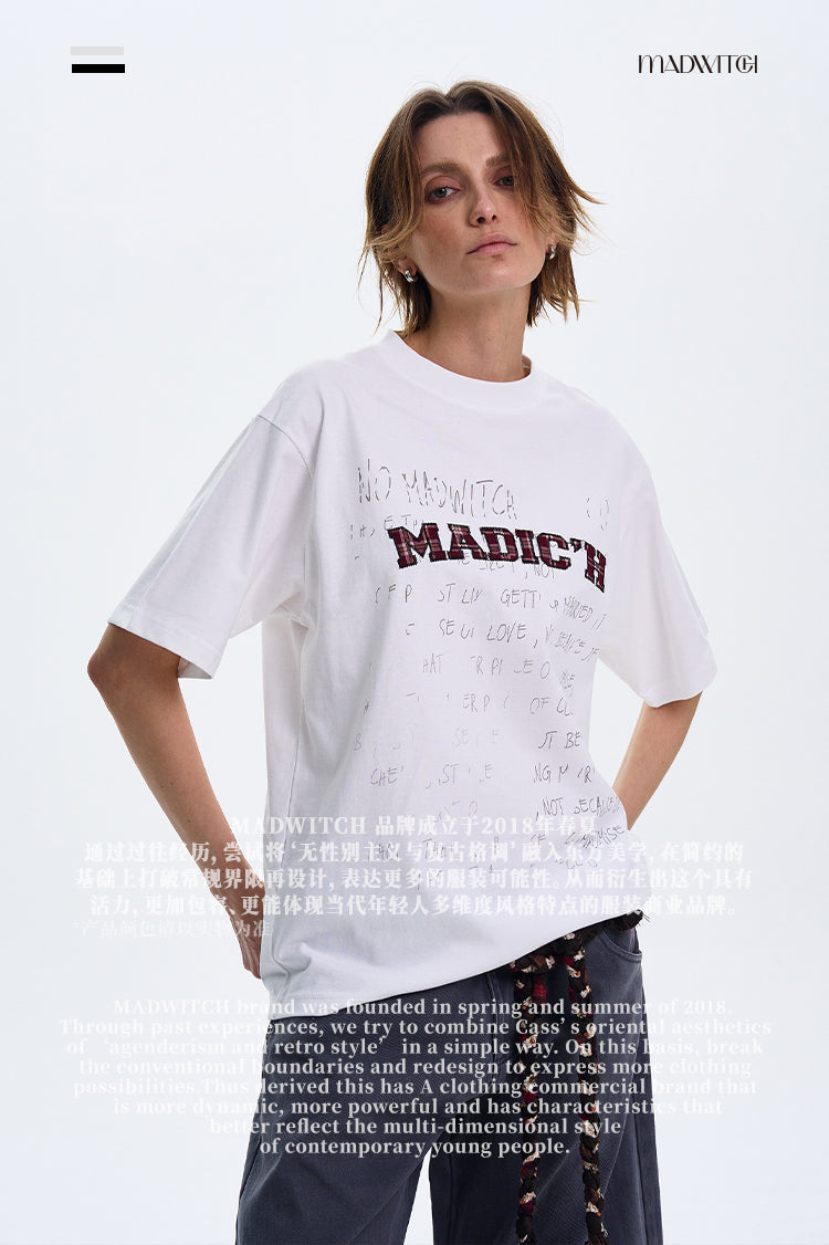 MADWITCH ORIGINAL LETTER PRINT T-SHIRT #MD4116