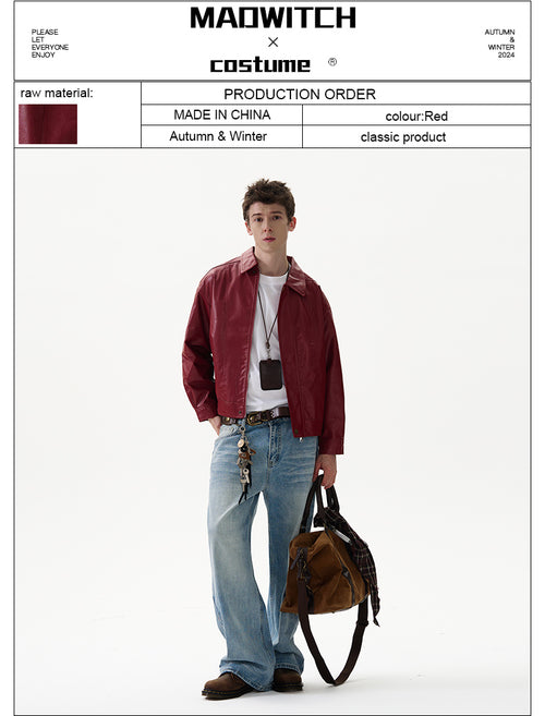 MADWITCH ANKLE-RED LEATHER JACKET #W38