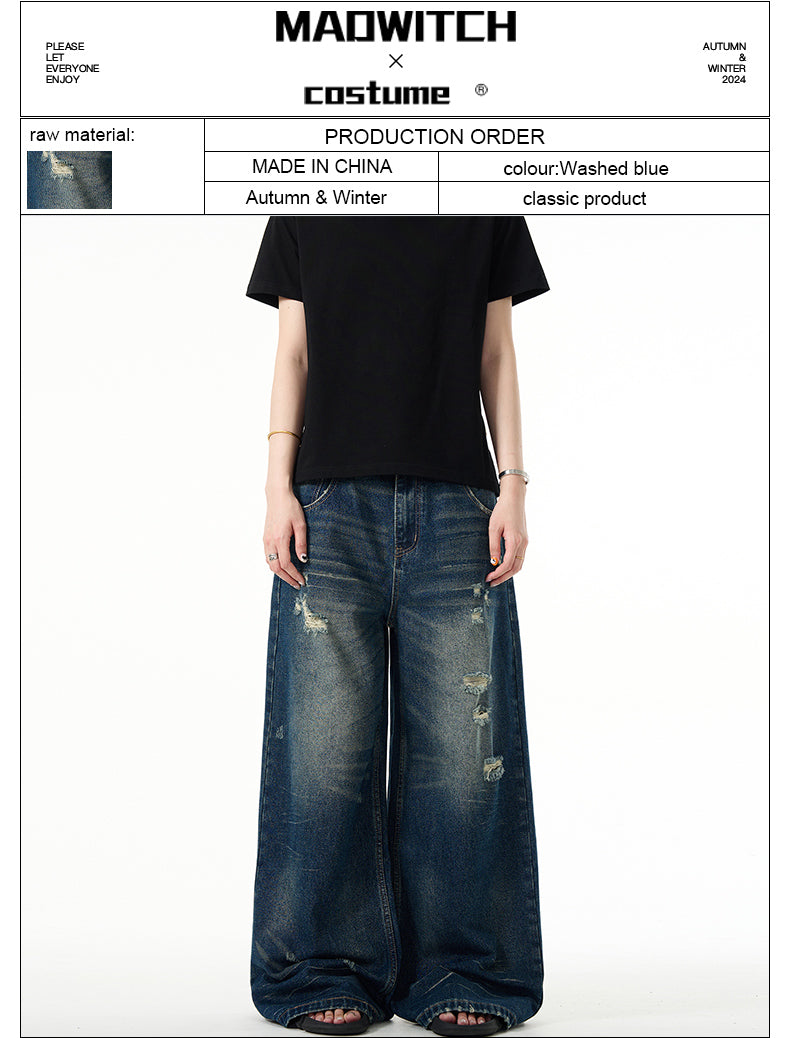 MADWITCH WASHED LOOSE JEANS #58107