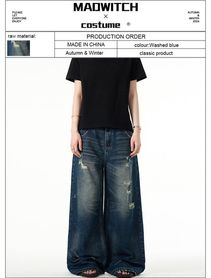 MADWITCH WASHED LOOSE JEANS #58107