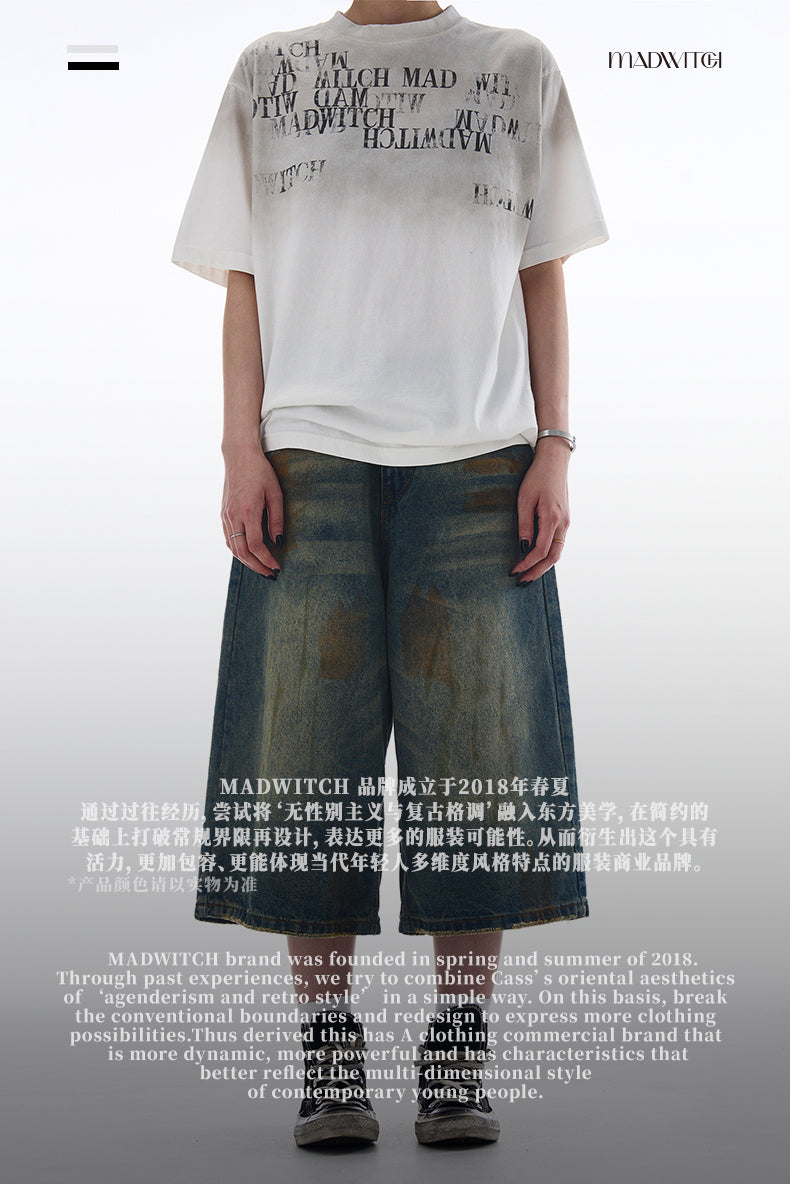 MADWITCH VINTAGE WIDE-LEG CROP JEANS #NZ7319