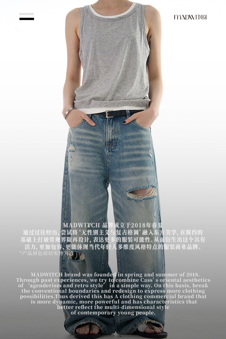 MADWITCH HIGH STREET VIBE DISTRESSED DENIM JEANS #K9559