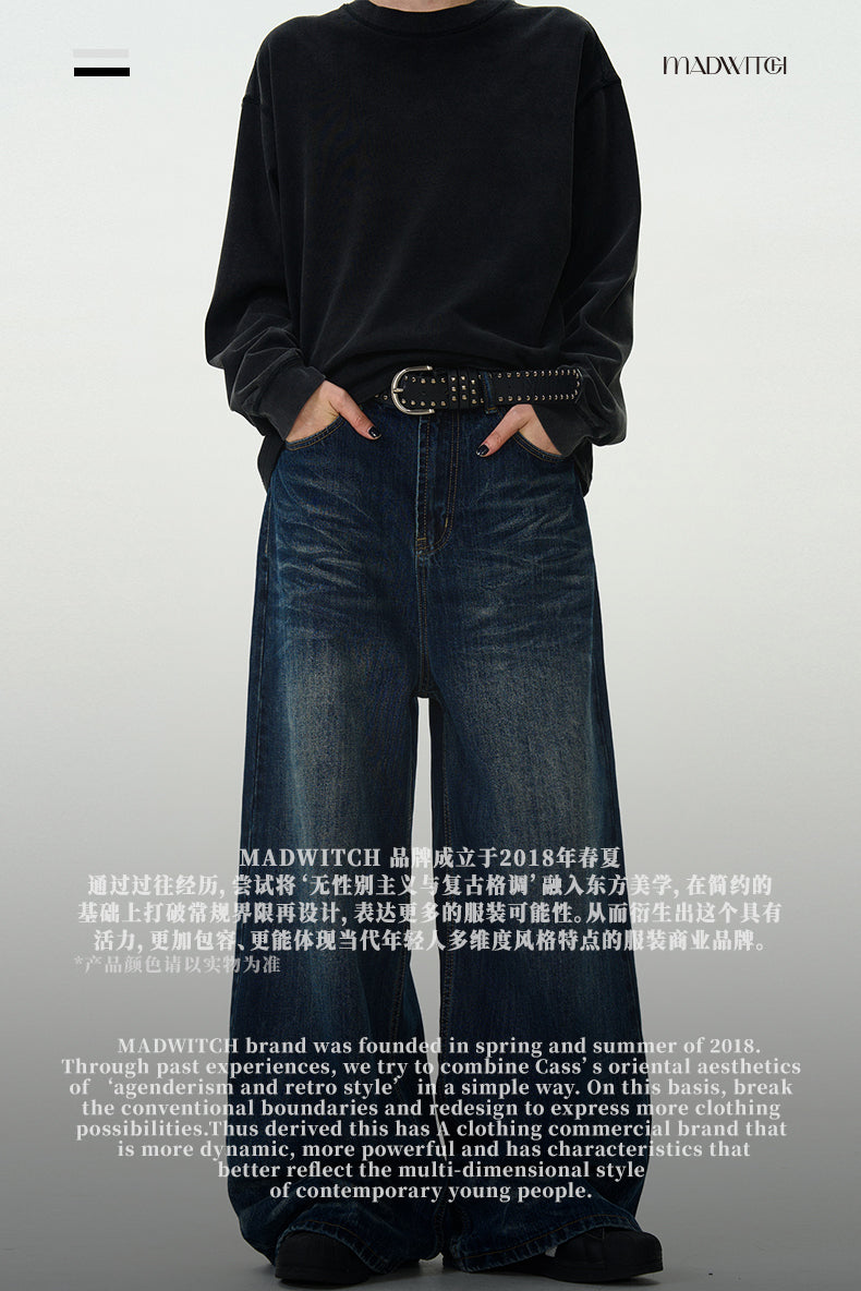 MADWITCH WASHED VINTAGE DENIM JEANS #FX059