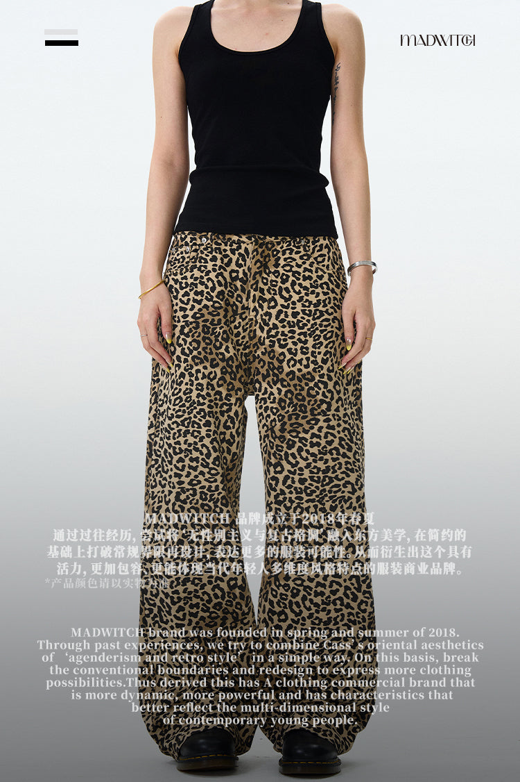 MADWITCH LEOPARD PRINT BOOTCUT CASUAL PANTS #WHOA097