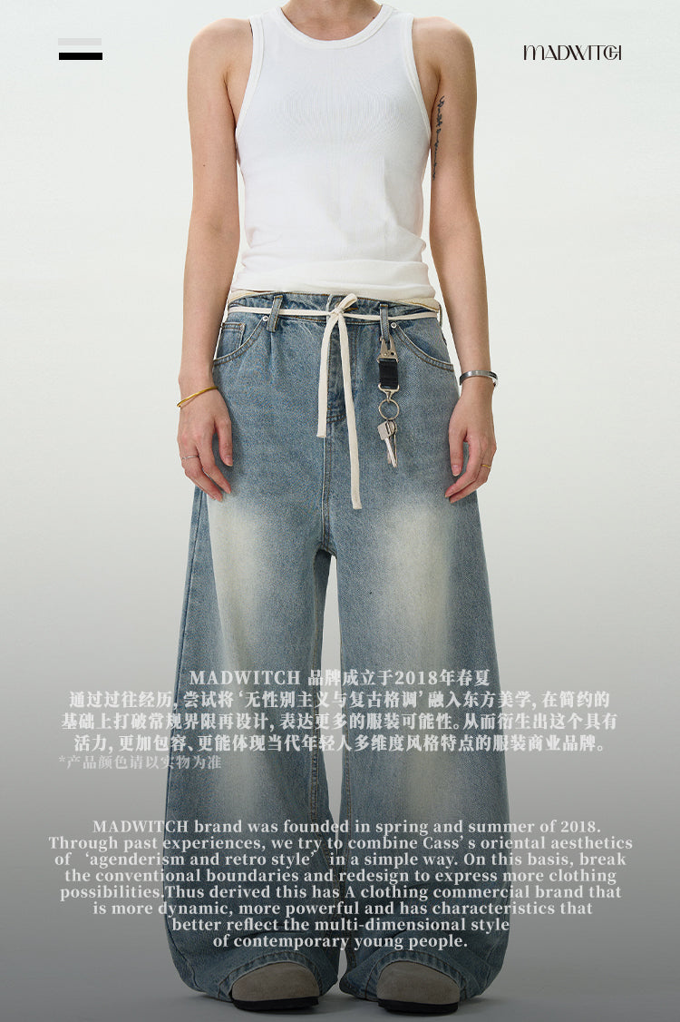 MADWITCH AMERICAN WASHED BAGGY DENIM PANTS #G6623