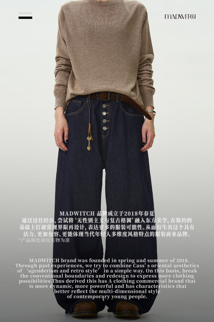 MADWITCH BUTTON-FLY STRAIGHT-LEG JEANS #WHOA094