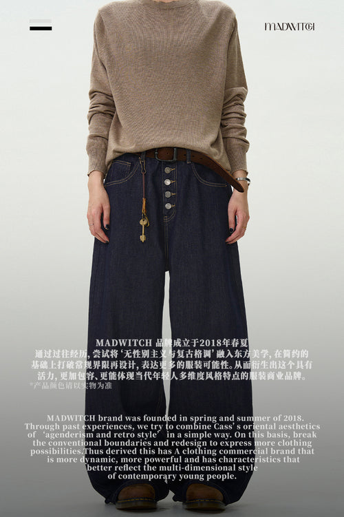 MADWITCH BUTTON-FLY STRAIGHT-LEG JEANS #WHOA094