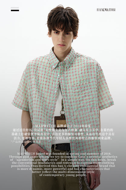 MADWITCH SEERSUCKER CHECK SHIRT #CR238