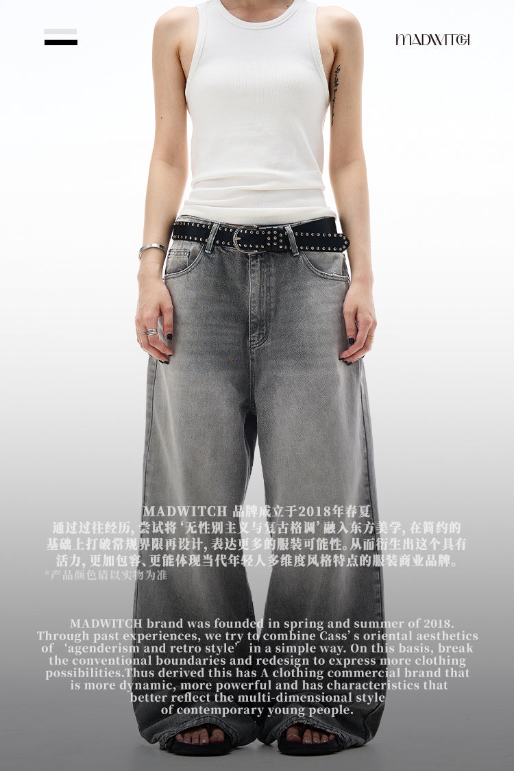 MADWITCH WASHED FLARED DENIM JEANS #CK5398