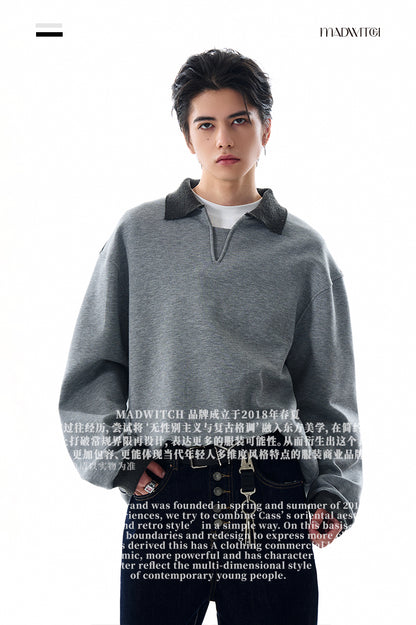 MADWITCH V-NECK MINIMALIST SWEATSHIRT #L567