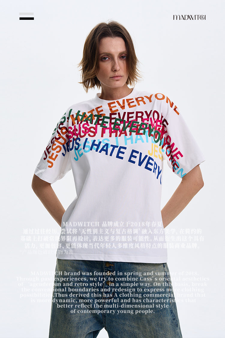 MADWITCH ORIGINAL LETTER PRINT T-SHIRT #MD4113