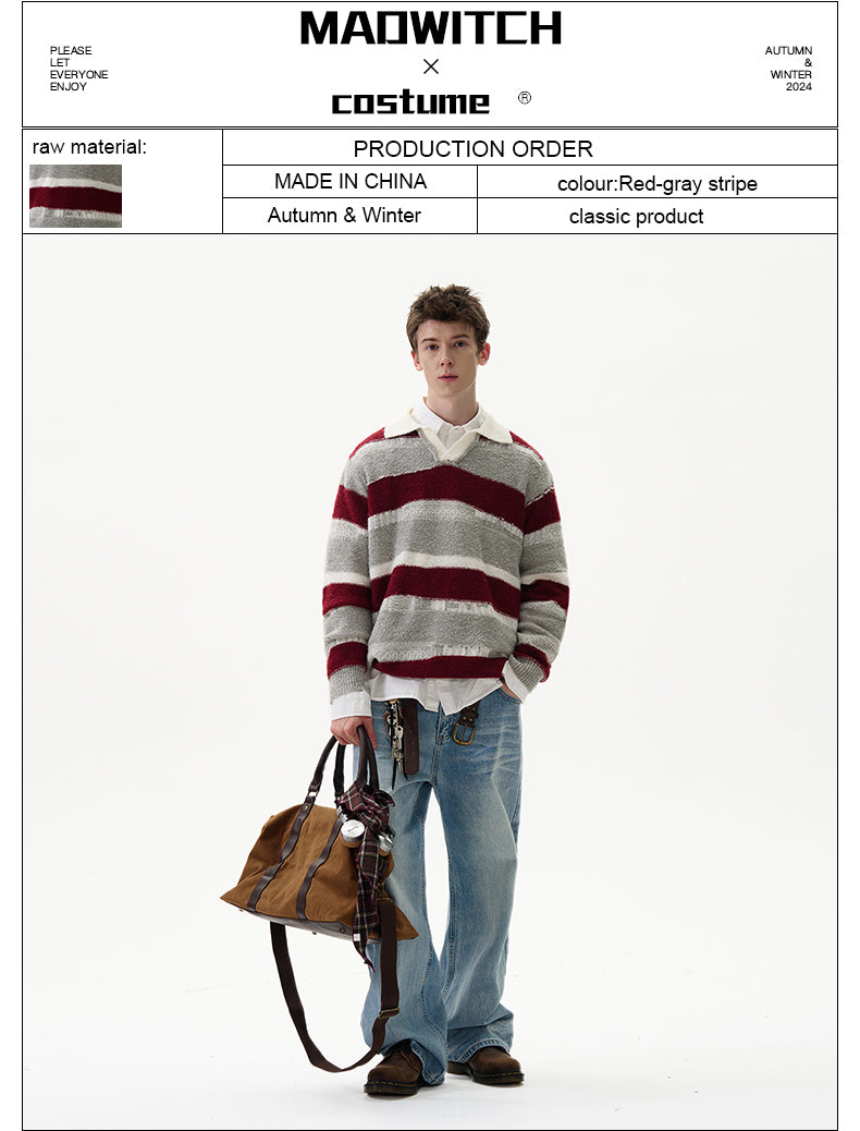 MADWITCH IRREGULAR STRIPED SWEATER #G840