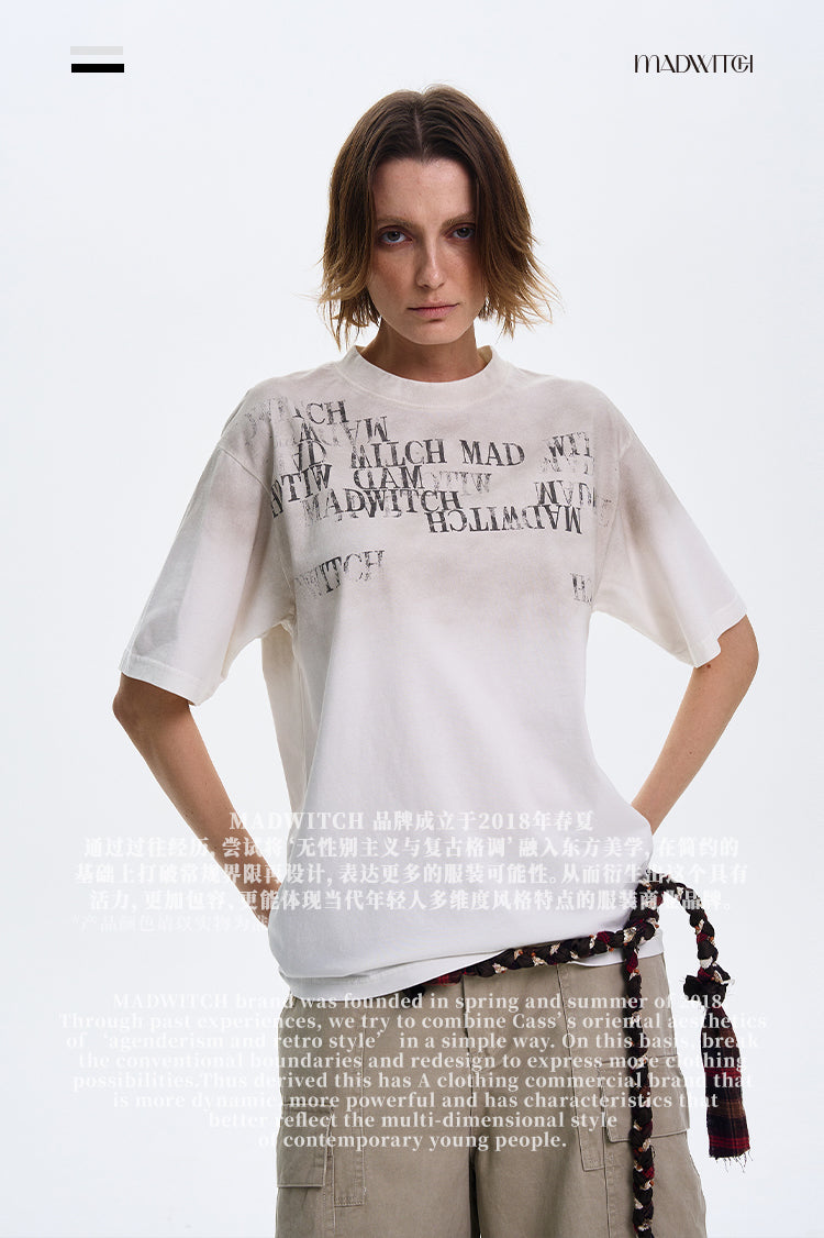 MADWITCH LETTER PRINT SHORT SLEEVE #MD3635