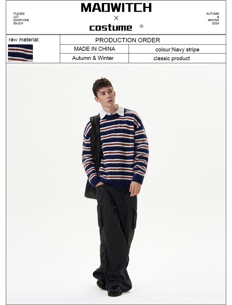 MADWITCH VINTAGE STRIPED SWEATER #RM13