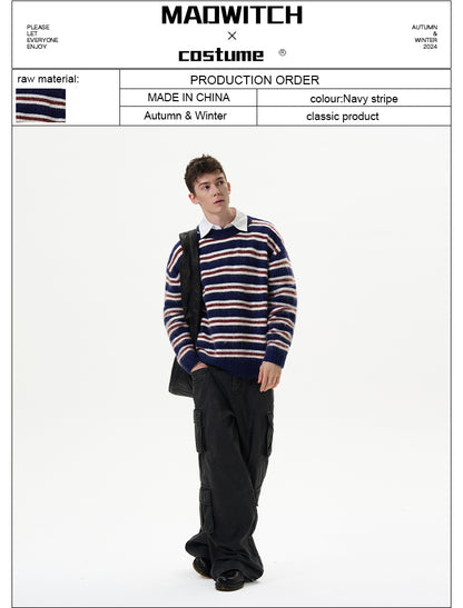 MADWITCH VINTAGE STRIPED SWEATER #RM13