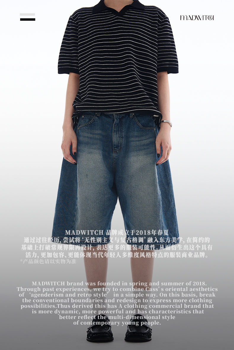 MADWITCH EXTRA BAGGY CROPPED JEANS #L811