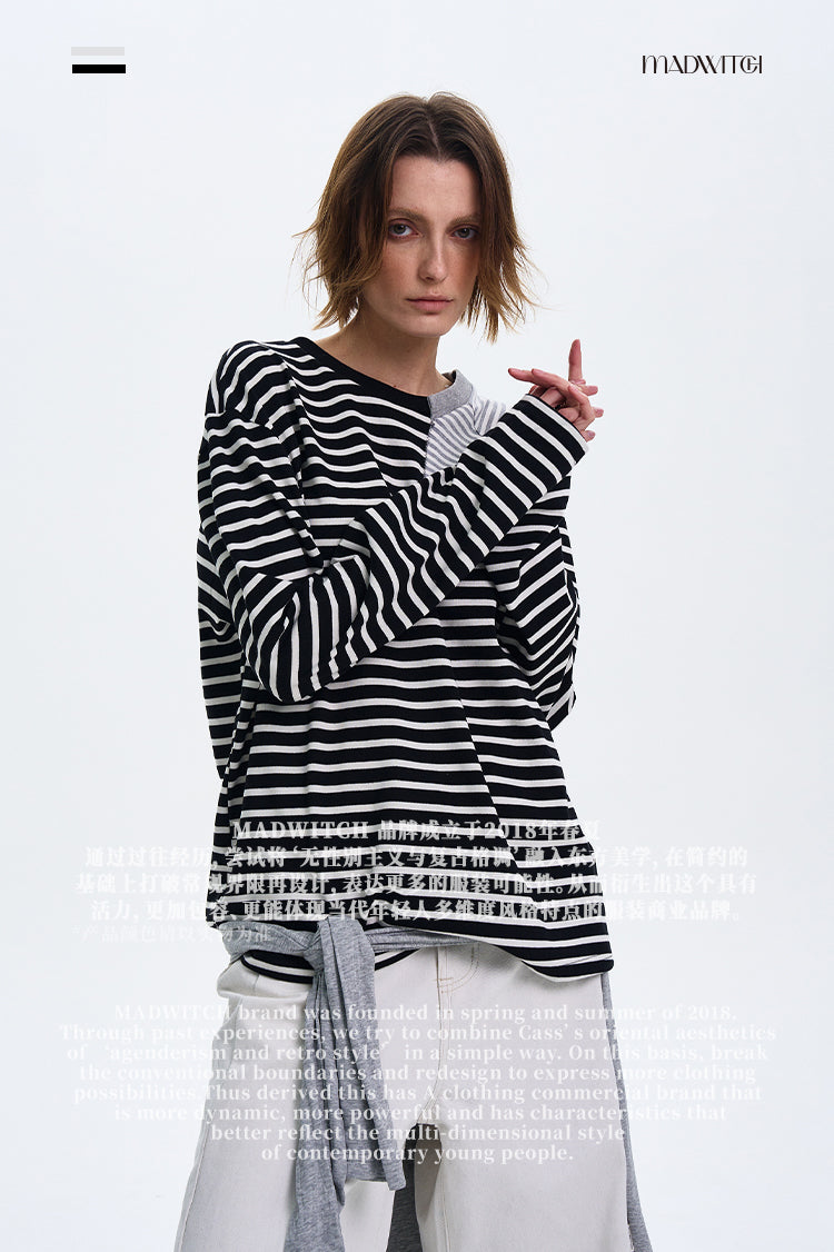 MADWITCH STRIPED CONTRAST LONG SLEEVE #SD12