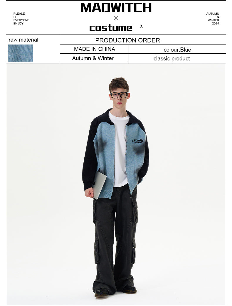 MADWITCH COLOR-BLOCKED SWEATER JACKET #M390