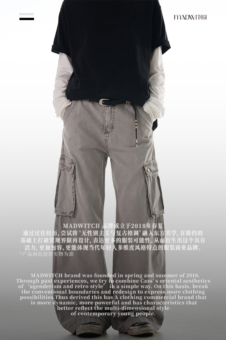 MADWITCH HEAVY WASHED CARGO PANTS #Z006