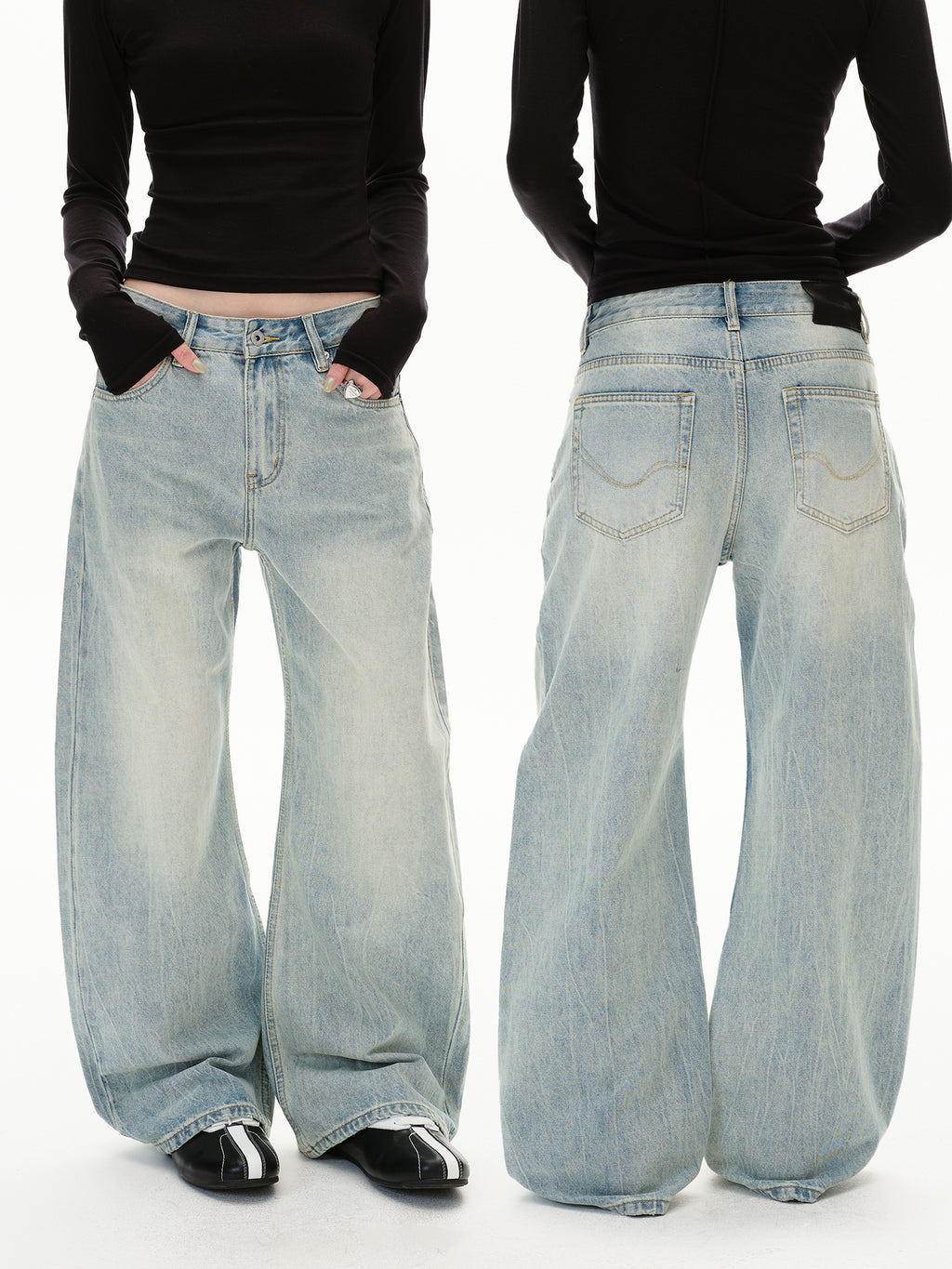 MADWITCH WASHED SLUNG JEANS #GPC9698
