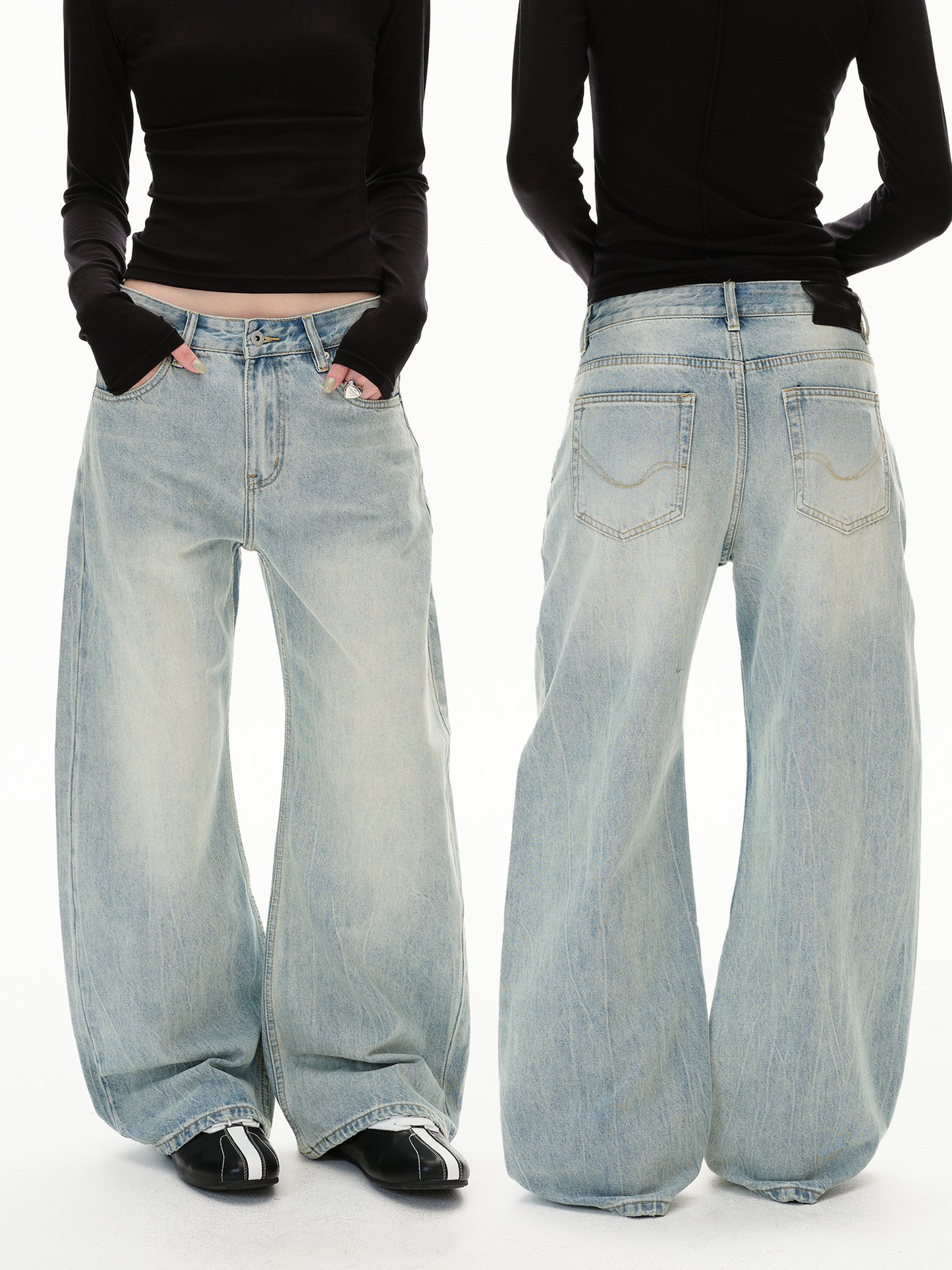 MADWITCH WASHED SLUNG JEANS #GPC9698