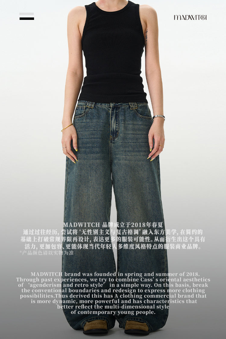 MADWITCH WASHED STRAIGHT-LEG JEANS #L501