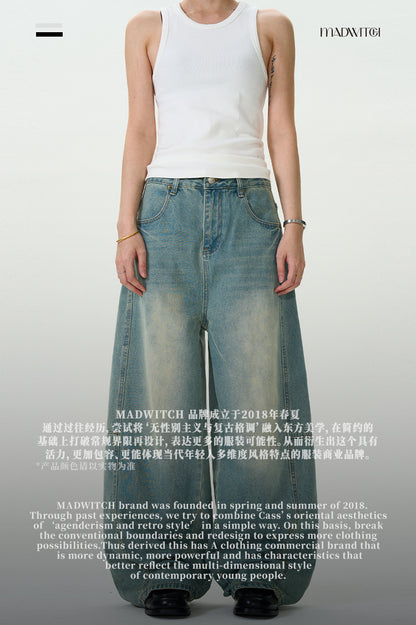 MADWITCH WASHED BAGGY DENIM PANTS #D1675