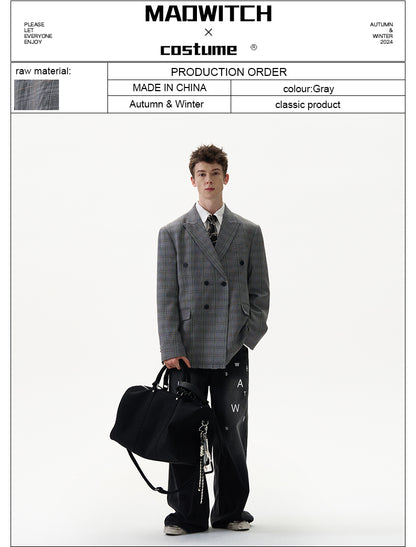 MADWITCH GREY CHECKED SUIT #NR434+