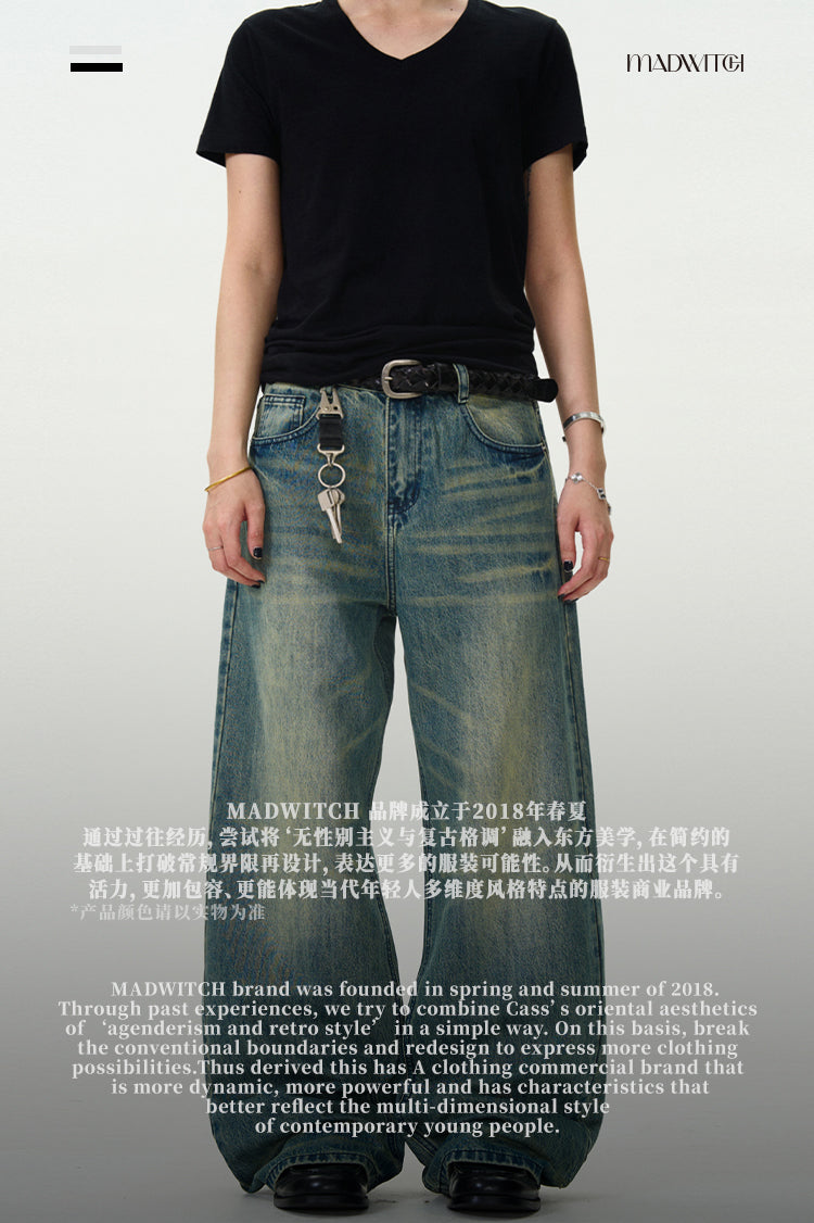 MADWITCH STRAIGHT LEG WIDE-LEG DENIM PANTS #G6621