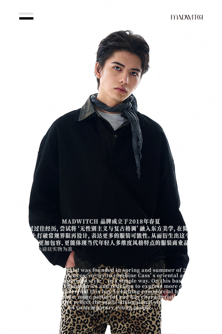 MADWITCH TURN-DOWN COLLAR VERSATILE TOP #0198