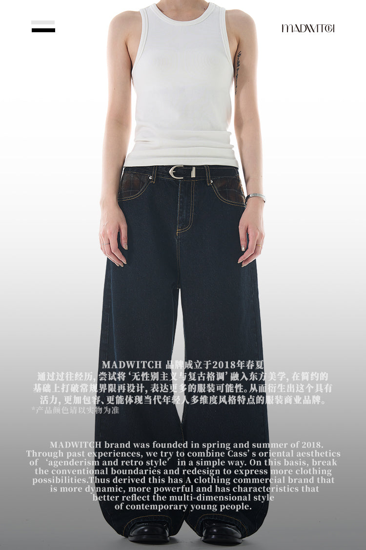 MADWITCH PATCHWORK STRAIGHT-LEG JEANS #G6651